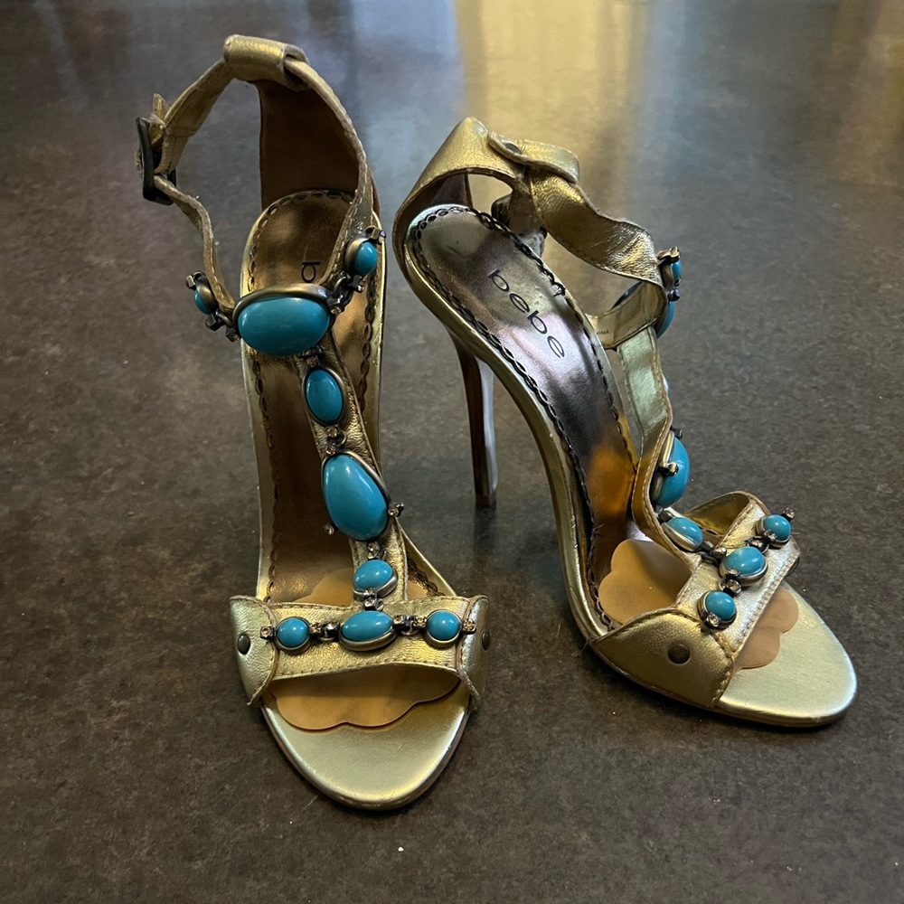 Gold Bebe Heels